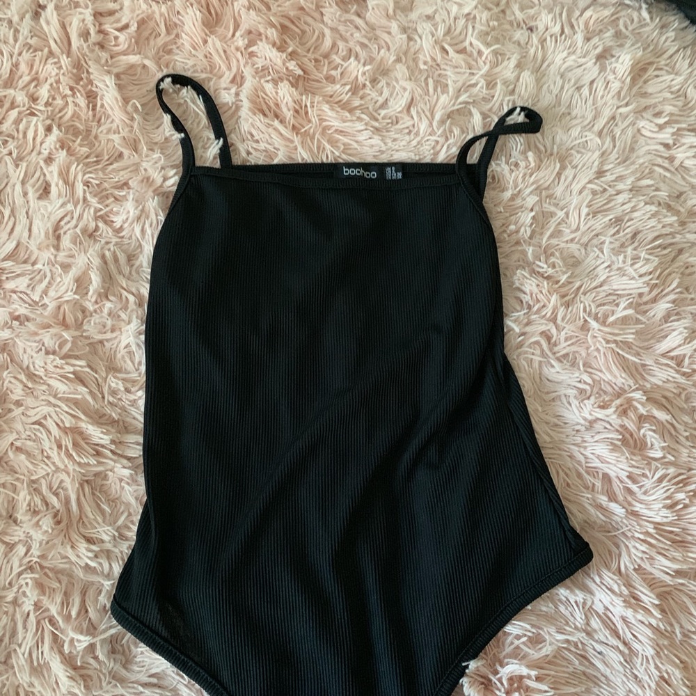 Black square neck bodysuit
